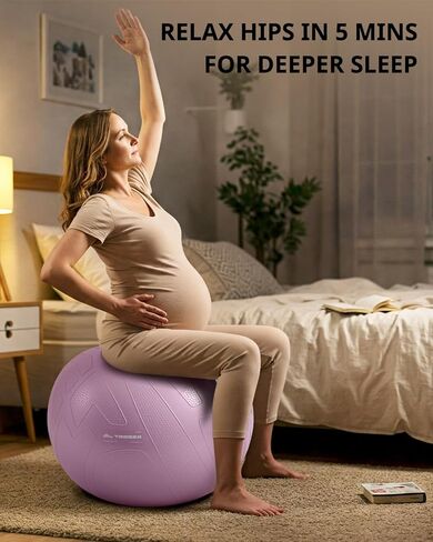 Trideer Pregnancy Ball Birthing Ball, 1.7mm Extra Thick Yoga Ball for Maternity, Labor Birth, Exercise, Physio, Recovery Guide & Baby Memory Book Included, 440LB Anti-Burst & Non-Slip Stability Ball in Kuwait
