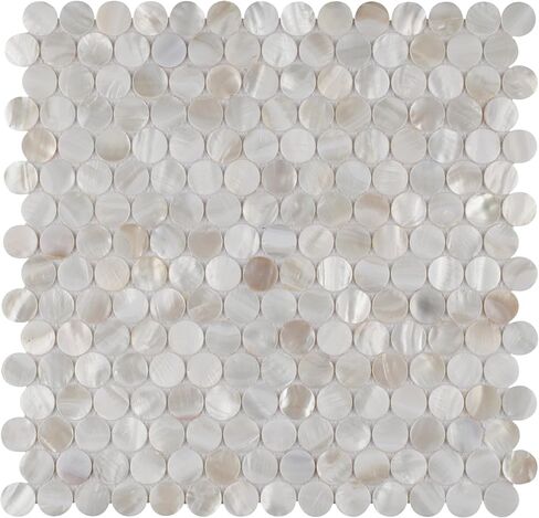 Conchella Mini Penny White 11-1/2 "× 11-5/8" بلاط جدار القشرة الطبيعية in Saudi Arabia