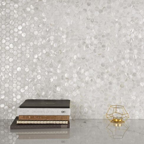 Conchella Mini Penny White 11-1/2 "× 11-5/8" بلاط جدار القشرة الطبيعية in Saudi Arabia