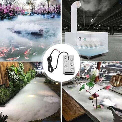 الماء مستر Fogger ، صانع الضباب بالموجات فوق الصوتية Fogger 6 رأس ، مستر الموجات فوق الصوتية الهادئة مع بناء الفولاذ المقاوم للصدأ ، مزود الطاقة IP67 ، ناتج الضباب يستمر 3000 إلى 5000 ساعة ، in Saudi Arabia