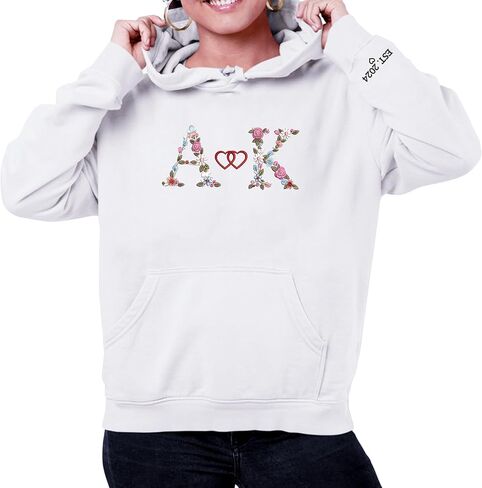 Custom Embroidered Couple Hoodie, Matching Hoodie, Floral Initials Design, Gift for Valentine's, Wedding, Christmas in Kuwait