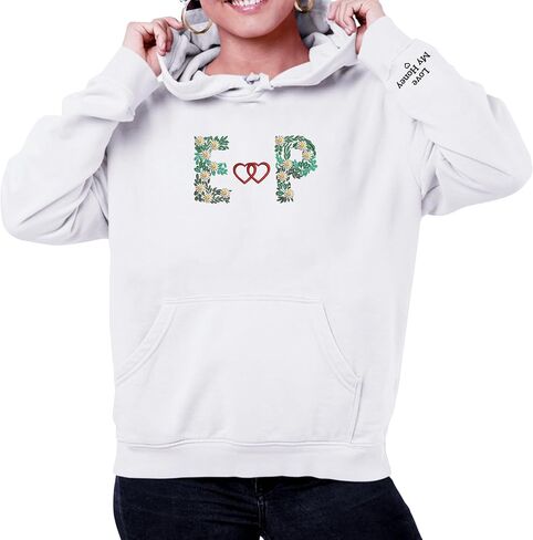 Custom Embroidered Couple Hoodie, Matching Hoodie, Floral Initials Design, Gift for Valentine's, Wedding, Christmas in Kuwait