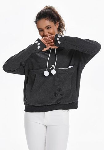 Cat Pouch Hoodie Histten Puppy Holder Pullover Top Bagouch Pouch Carrier Carrier Sweatshirt للنساء in Kuwait