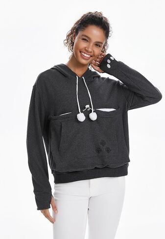 Cat Pouch Hoodie Histten Puppy Holder Pullover Top Bagouch Pouch Carrier Carrier Sweatshirt للنساء in Kuwait
