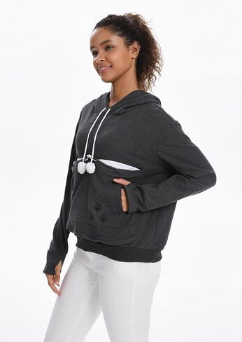 Cat Pouch Hoodie Histten Puppy Holder Pullover Top Bagouch Pouch Carrier Carrier Sweatshirt للنساء in Kuwait