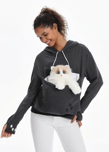 Cat Pouch Hoodie Histten Puppy Holder Pullover Top Bagouch Pouch Carrier Carrier Sweatshirt للنساء in Kuwait