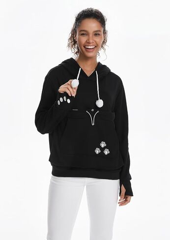 Cat Pouch Hoodie Histten Puppy Holder Pullover Top Bagouch Pouch Carrier Carrier Sweatshirt للنساء in Kuwait