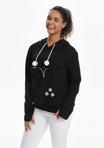 Cat Pouch Hoodie Histten Puppy Holder Pullover Top Bagouch Pouch Carrier Carrier Sweatshirt للنساء in Kuwait