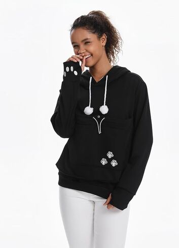 Cat Pouch Hoodie Histten Puppy Holder Pullover Top Bagouch Pouch Carrier Carrier Sweatshirt للنساء in Kuwait