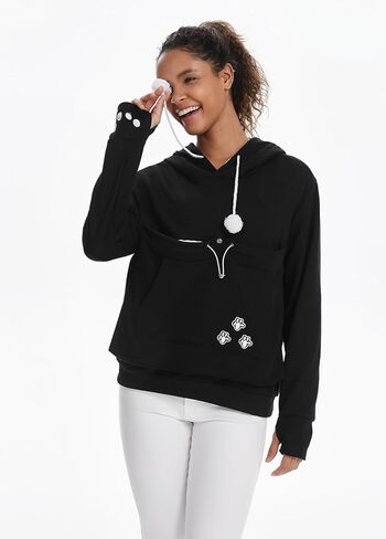 Cat Pouch Hoodie Histten Puppy Holder Pullover Top Bagouch Pouch Carrier Carrier Sweatshirt للنساء in Kuwait