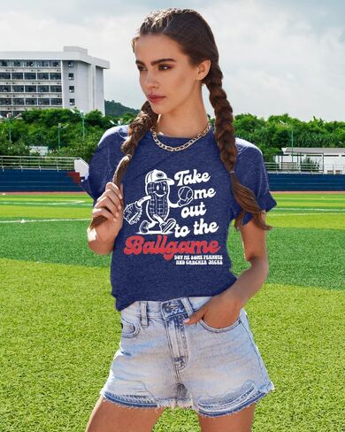 Alltb البيسبول قمصان نساء مضحكة لعبة البيسبول Mom Shirt Ballgame Graphic Tshirt Game Day Fan Tee Tee Short Sleeve Top Top in Kuwait