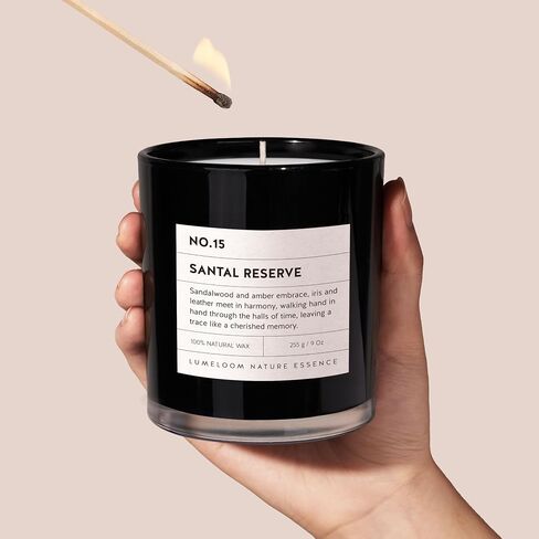 Santal Reserve Luxury Scented Candles, 9oz Soy Wax Candles for Home Scented, Sandalwood, Amber, Iris & Leather Scent, Long Burning Time, Gifts for Women, Men, Sister, Teacher in Kuwait