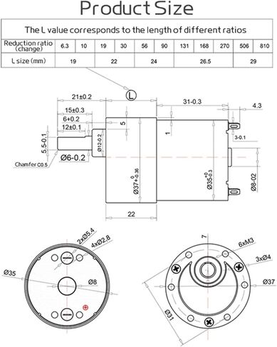 GEAR MOTOR JGB37-3530 محرك عكسي مُعكس 12V24V 4RPM ~ 1587RPM عزم الدوران جميع محرك فرشاة الناتج العذبة في علبة التروس المعدنية (333RPM_12V محرك) محرك قوسين) in Saudi Arabia