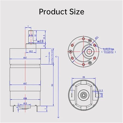 Gear Motor JGB37-545 DC Deceleration Motor 12v24v 7-952RPM All Metal Gearbox High Torque Forward and Reverse Adjustable Motor(22RPM,24V Bracket Motor) in Saudi Arabia