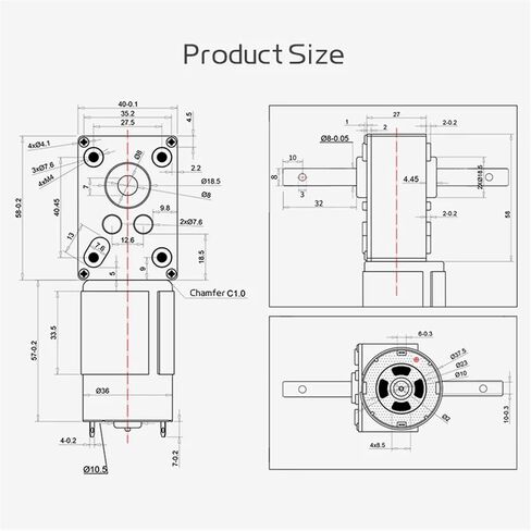 Gear Motor 5840-555 Miniature Brushed DC Motor 12V~24V Bidirectional Round Shaft 32MM Switching Forward and Reverse Speed Regulating Motor(160RPM,12V Bracket Motor) in Kuwait