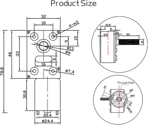 Gear Motor JGY-370-M8 Screw Shaft Micro Worm DC Reduction Motor 12V/24V Speed Regulation 1RPM~375RPM Self-Locking Small Motor(375RPM,6V Single Motor) in Saudi Arabia