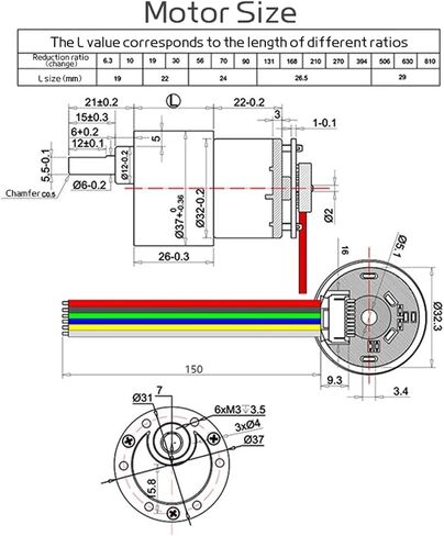 Gear Motor JGB37-520 Hall Encoder Smart Car Motor 6V12V Forward and Reverse Adjustable Speed 6RPM-1590RPM Brush DC Kit Speed Motor Pulley(80PRM_6V) in Saudi Arabia
