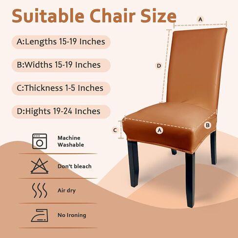 Soft Leather Chair Covers for Dining Chairs set of 6, Stretch Waterproof Dining Chair Covers Protector Oilproof and Scratch-Proof Parson Chairs Cover Modern Style for Kitchen Room(Black, 6Pcs) in Saudi Arabia