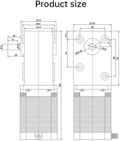 Gear Motor 57 Worm Gear Deceleration Stepper Motor 5882 12V24V Worm Gear Right Angle All Metal Gearbox Deceleration Drive High Torque Motor(Reduction Ratio 250,Single Motor) in Saudi Arabia