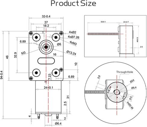 ترس موتور JGY370-M6 مسيرة تروس الحد من عمود الخيوط طول 50 مم 6 فولت ~ 24V للأمام وعكس 1RPM ~ 375 دورة في الدقيقة محرك الفرشاة (1RPM ، محرك قوسين 6V) in Saudi Arabia