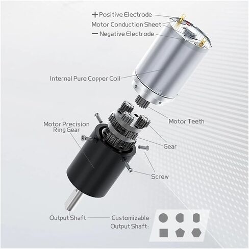Gear Motor GA24Y-370 Miniature Planetary Gear Reducer Motor 6V~24V Speed Regulation Forward and Reverse Bass Squelch Metal Gear Small Motor(21RPM,12V Single Motor) in Saudi Arabia