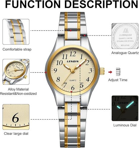 LN LENQIN Watches for Women Easy Read Waterproof Ladies Watches Quartz Wrist Watch with Stainless Steel Band in Kuwait