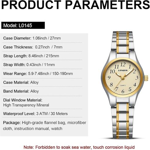 LN LENQIN Watches for Women Easy Read Waterproof Ladies Watches Quartz Wrist Watch with Stainless Steel Band in Kuwait
