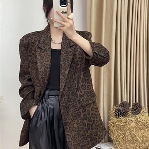 utcoco Women 2025 Trendy Leopard Blazers Business Casual Notched Lapel Open Front Work Office Blazer Jacket in Saudi Arabia