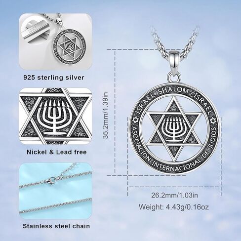 AEONSLOVE Tetragrammaton De Plata 925 Sterling Silver Tetragrammaton Necklace/Metatron Cube Pendant Amuleto De Proteccion Gifts for Women Men in Kuwait
