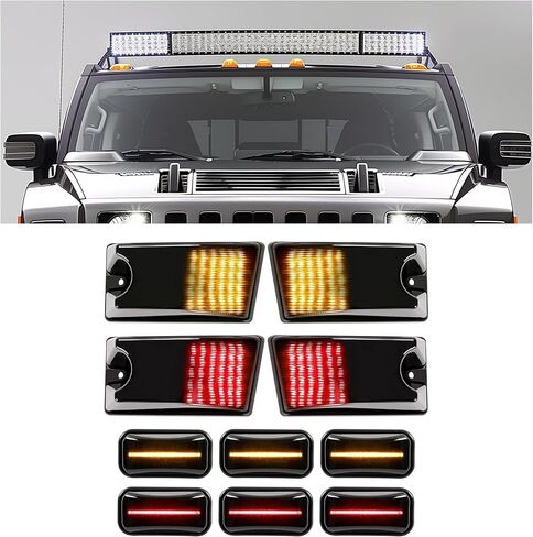 Kojem LED Cab Roof Lights Compatible with 2003-2009 Hummer H2 SUT Top Clearance Running Lights Kits Marker Lamps Smoke Lens & Black Housing 10Pcs in Saudi Arabia