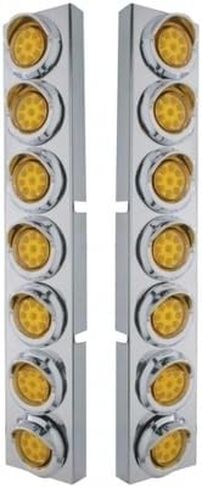 United Pacific 33626 Air Cleaner Light Bar, Front, Stainless Steel, with Bracket, Reflector/Clearance/Marker Light, Amber LED and Lens, with Chrome Bezels and Visors, 9 LED Per Light, for Kenworth in Saudi Arabia