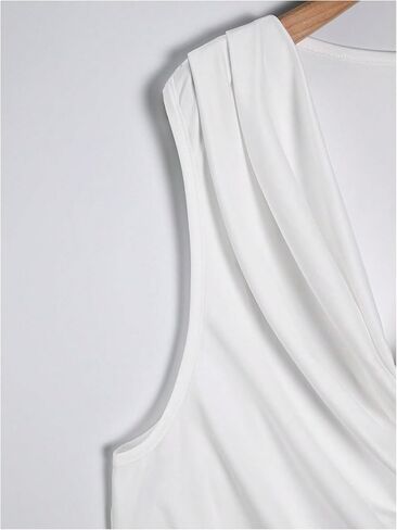 Oyoangle Men's Cowl Neckless Flysiveless T Retged Front Ruched Tank Top Sup Vast Vest in Kuwait