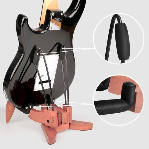 DIDA Foldable Wooden Stand Floor for Electric Guitar and Bass Folding Guitar Stand with Non-Slip Rubber and Padded Foam in Saudi Arabia