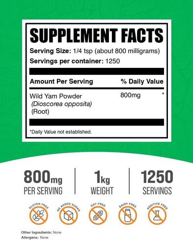 BulkSupplements.com مسحوق اليام البري - مكمل عشبي، مكمل اليام البري، مسحوق جذر اليام البري - خالي من الغلوتين، 800 مجم لكل وجبة، 1 كجم (2.2 رطل) (عبوة من قطعة واحدة) in Saudi Arabia