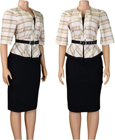 Huisifang Women's Patchwork Bodycon Blazer Dress Fress Short Sleeve Church Wear to Work Business Pencil Dress in Kuwait
