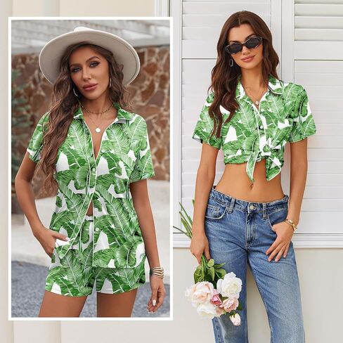 Ekouaer Womens Pajama Sets Button Down Lounge Set 2 Piece Loungewear Soft Sleepwear Short Sleeve Pjs with Pockets in Saudi Arabia