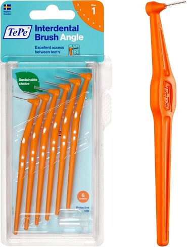 TEPE Interdental Brush Angle, Angled Dental Brush for Teeth Cleaning, Pack of 6, 0.5 mm, Extra-Small/Small Gaps, Red, Size 2 in Saudi Arabia