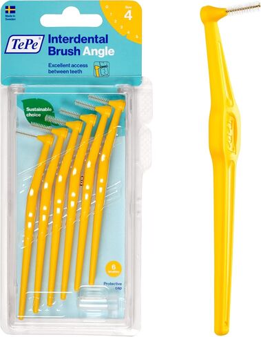 TEPE Interdental Brush Angle, Angled Dental Brush for Teeth Cleaning, Pack of 6, 0.5 mm, Extra-Small/Small Gaps, Red, Size 2 in Saudi Arabia