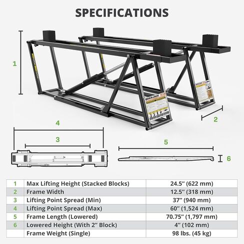 QuickJack 8000TL Portable Car Lift with 8,000lb Capacity, with 110V Power Unit, Safe & Portable Design Garage Lift for Home, Garage, Shop, or Mechanic Auto Repair in Kuwait