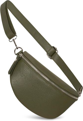 Crossbody Bag - Genuine Leather - Fanny Pack - Shoulder Sling Bag - Made in Italy, Sold in U.S. by Idalia (Beige, Small) in Saudi Arabia