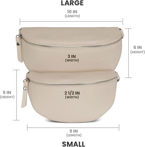 Crossbody Bag - Genuine Leather - Fanny Pack - Shoulder Sling Bag - Made in Italy, Sold in U.S. by Idalia (Beige, Small) in Saudi Arabia