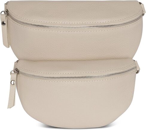 Crossbody Bag - Genuine Leather - Fanny Pack - Shoulder Sling Bag - Made in Italy, Sold in U.S. by Idalia (Beige, Small) in Saudi Arabia