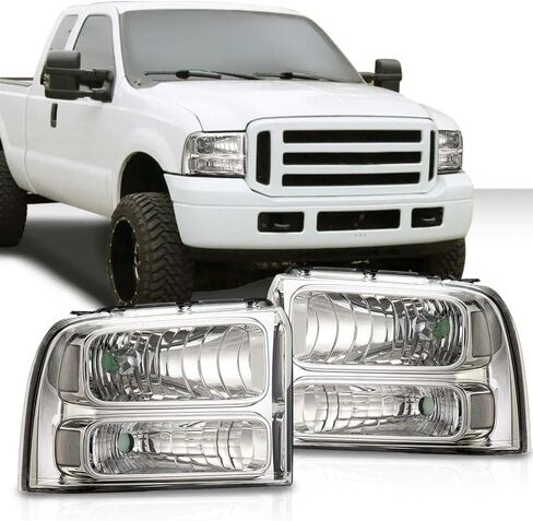 مجموعة المصابيح الأمامية PIT66 متوافقة مع 2005-2007 Ford F250 F350 F450 F550 Super Duty/ 2005 ، (لا تتناسب مع نموذج المصباح الأمامي المختوم) in Kuwait