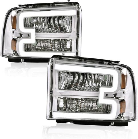 مجموعة المصابيح الأمامية PIT66 متوافقة مع 2005-2007 Ford F250 F350 F450 F550 Super Duty/ 2005 ، (لا تتناسب مع نموذج المصباح الأمامي المختوم) in Kuwait