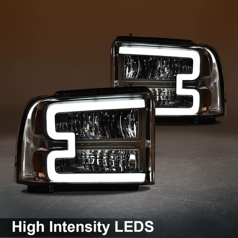 مجموعة المصابيح الأمامية PIT66 متوافقة مع 2005-2007 Ford F250 F350 F450 F550 Super Duty/ 2005 ، (لا تتناسب مع نموذج المصباح الأمامي المختوم) in Kuwait