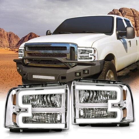 مجموعة المصابيح الأمامية PIT66 متوافقة مع 2005-2007 Ford F250 F350 F450 F550 Super Duty/ 2005 ، (لا تتناسب مع نموذج المصباح الأمامي المختوم) in Kuwait