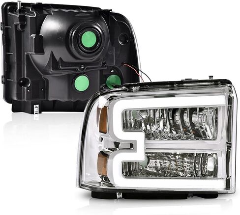 مجموعة المصابيح الأمامية PIT66 متوافقة مع 2005-2007 Ford F250 F350 F450 F550 Super Duty/ 2005 ، (لا تتناسب مع نموذج المصباح الأمامي المختوم) in Kuwait
