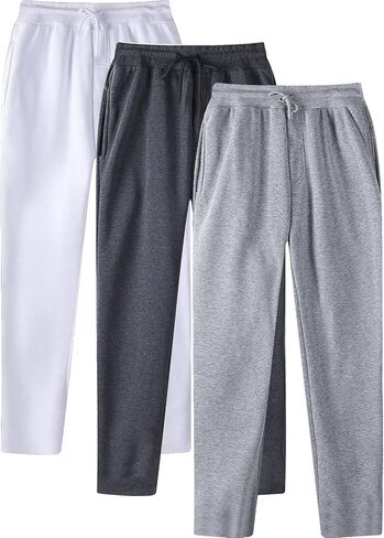 JiXiang Mens Sweatpants Casual Lounge Pants 3 Pack Sweatpants Loose Elastic Waist Drawstring Jogger Sport Baggy Sweat Pants in Saudi Arabia