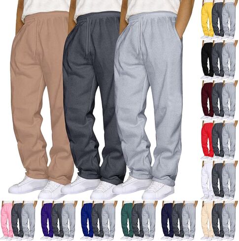 JiXiang Mens Sweatpants Casual Lounge Pants 3 Pack Sweatpants Loose Elastic Waist Drawstring Jogger Sport Baggy Sweat Pants in Saudi Arabia