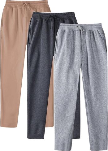JiXiang Mens Sweatpants Casual Lounge Pants 3 Pack Sweatpants Loose Elastic Waist Drawstring Jogger Sport Baggy Sweat Pants in Saudi Arabia
